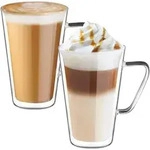 Doppelwandige Latte Macchiato Gl&auml;ser Set 450ml Borosilikatglas 2er Set