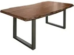 Massivmoebel24 - Baumtisch Akazie 200x100x77 Natur Lackiert / U-beine Silber Matt