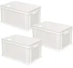 Brb 3x Eurobeh&auml;lter Mit 2 Durchfassgriffen, Lxbxh 600x400x320 Mm, 63 Liter...