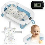 Faltbare Babybadewanne F&uuml;r Kinder Und S&auml;uglinge Mit Thermometer Und Einsatz Rk-287,