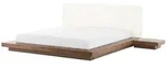 Bett Braune Esche Lattenrost 160 X 200 Cm Holzfurnierte Mdf Platte Kunstleder...