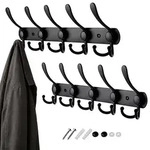 Relaxdays Garderobenleiste, 2er Set, 5 Dreifach-haken, Edelstahl, Flur, Schlafzimmer,