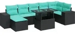 8-tlg. Garten-sofagarnitur Mit Kissen Schwarz Poly Rattan Vidaxl