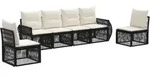 Gartensofa-set 6 Stk. Schwarz Und Cremewei&szlig; Poly-rattan Vidaxl