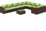 10-tlg. Garten-lounge-set Mit Kissen Poly Rattan Braun Vidaxl