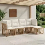 Vidaxl Outdoor Sofa Set Natural Poly Rattan