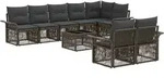 Gartensofa-set 9 Stk. Grau Poly-rattan Vidaxl
