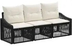 Gartensofa-set 3 Stk. Schwarz Poly-rattan Vidaxl