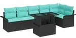 Gartensofa-set 7 Stk. Schwarz Poly-rattan Vidaxl
