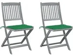 Vidaxl Klappbare Gartenst&uuml;hle 2 Stk. Mit Kissen Massivholz Akazie