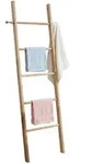 Relaxdays Handtuchleiter, 5 Sprossen, H X B: 170 X 43 Cm, Walnussholz, Handt&uuml;cher,