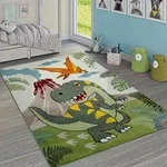 Paco Home - Kinderzimmer Teppich Gr&uuml;n Dinosaurier Dschungel Vulkan 3-d Effekt
