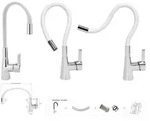 K&uuml;chenarmatur Flexible, Wei&szlig;, Wasserhahn, Sp&uuml;ltischarmatur, Mischbatterie