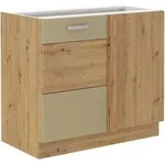 K&uuml;chen Preisbombe - Eckunterschrank 105 Eiche Artisan + Cappuccino Hochglanz
