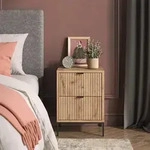 Nachttisch Eliza, Viking Oak/schwarz, 40 X 55.4 Cm Mit 2 Schubladen, Vicco