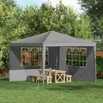 Vidaxl Party Tent Sidewall 2 Pcs 300 X 195 Cm Light Grey Pe And Steel