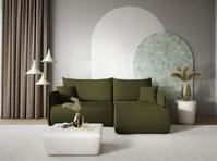 Ecksofa Sofa Mit Schlaffunktion Calgary Stoff Curio Gr&uuml;n Ottomane Rechts