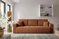 Sofa 3-sitzer Mit Schlaffunktion Augusto In Stoff Wind Rostbraun