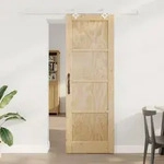 Vidaxl Sliding Door Natural And White 73.5 X 211 Cm Solid Pine Wood