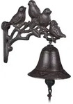 T&uuml;rglocke Gusseisen V&ouml;gel, Antike Landhaus Optik, Heller Klang, Wandglocke