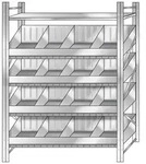 Brb Sch&uuml;ttgutregal Verzinkt Mit 16 Abteilen, Hxbxt 2x1290x525 Mm, 4 Ebenen