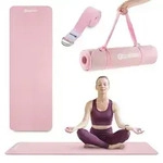 Yoga Fitness Matte Nbr 8mm Baumwollgurt Gymnastik Ma&szlig;e 183x61cm Rosa