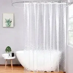 Duschvorhang 240x200cm Transparent Wasserdicht Magnete 16 Ringe Hexagon Muster
