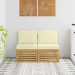 Vidaxl 2 Piece Outdoor Middle Sofa Solid Acacia Wood White