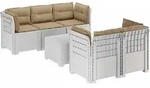 5-sitzer Gartensofa Mit Kissen Rattan-look Pp Wei&szlig; Vidaxl