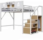 Hochbett, Doppelbett Mit Stauraumleiter Und Ablage, 140 X 200 Cm, Ohne...
