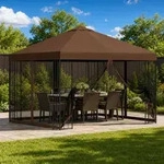 Vidaxl Garden Gazebo With Sidewalls 3 X 3 M Brown Polyester And Steel