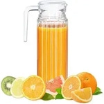 Relaxdays - Saftkrug 1 L, Gastro, Henkel, Glas, Sp&uuml;lmaschinenfester Pitcher,