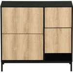 Schuhschrank Mit 3 Klappen Und Ausziehbank, Offenes Ablagefach, Modern, Aus Mdf,
