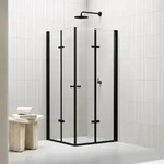 I-flair Schwarze Faltt&uuml;r Duschkabine Aus Durchsichtigem 6 Mm Sicherheitsglas - Dk99