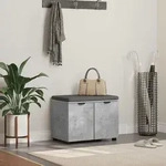 Vidaxl Hall Bench With Cushion With Door Concrete Grey 60 X 38 X 46 Cm