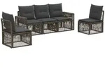 Vidaxl Garden Sofa Set 5 Pcs Grey And Dark Grey Poly Rattan