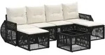 Gartensofa-set 7 Stk. Schwarz Und Cremewei&szlig; Poly-rattan Vidaxl