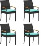 Gartenst&uuml;hle 4 Stk. Schwarz Und T&uuml;rkis Poly-rattan Und Akazie Vidaxl