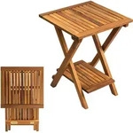 Akazie Beistelltisch Ge&ouml;lt F&uuml;r Au&szlig;en - 35 X 35 Cm - Holz Gartentisch...