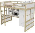 Hochbett 90 X 200 Cm Mit Schreibtisch, Kleiderschrank Und Schubladen, Ohne...