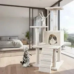 Mucola - Kratzbaum 121cm Katzenbaum Beige Katzenkratzbaum Katzen Kletterbaum