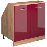 Dachschr&auml;genschrank Rion, Rot Hochglanz, 80 X 81.6 Cm Mit 2 T&uuml;ren, Schrankkorpus 60