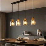 Led Pendelleuchte H&auml;ngelampe Esszimmer 4-flammig Braun Wohnzimmerlampe H 120 Cm