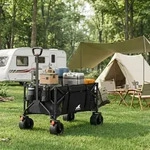 Woltu Bollerwagen Faltbar Gartenwagen Mit 4 Gro&szlig;en R&auml;dern Seitentasche 2