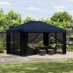 Vidaxl Garden Gazebo With Sidewalls 4 X 3 M Blue Polyester And Steel