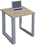 Lonau Schreibtisch 80x50cm Eiche Dekor, Silberfarben.