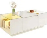 Couchtisch Mit 2 Schubladen Und Led Bluetooth, Glasplatten, Hochglanz Und Matt,...