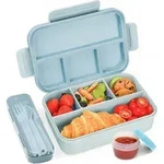 Bugucat Brotdose Kinder Lunchbox 1300ml Auslaufsicher 4 F&auml;cher Blau