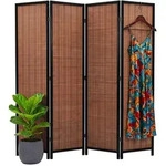 Relaxdays Paravent, 4-teilig, Faltbarer Raumtrenner, H X B: 170 X 160 Cm, Bambus,