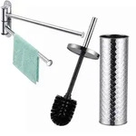 Relaxdays Badezimmer Set, 2-teilig, Wc-b&uuml;rste, Handtuchhalter Mit 2 Schwenkbaren